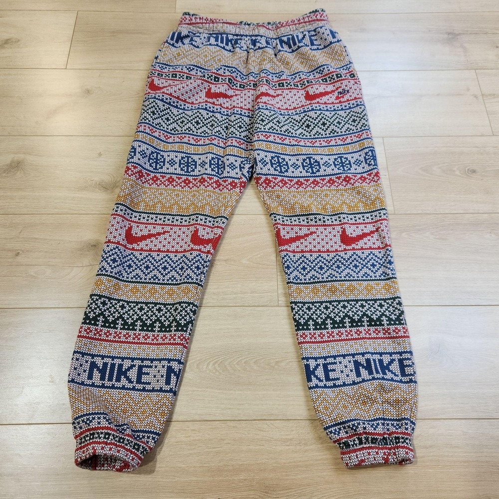 Nike Sportswear Club Fleece Holiday Pants Mens Medium Fair Isle Christmas Jogger